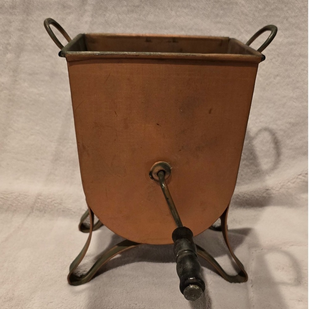 Antique Fries Metal Tin Butter Churn Batter Beater‎ Cream Whipper Mixer RARE